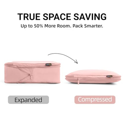 4 Piece Compression Packing Cubes for 3–7 Day Travel, Dusty Pink - color: Dusty Pink, size: 4 Pack