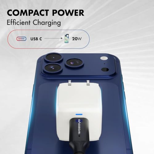 PD 20W GaN Charger, Wozoyo Type-C Fast Charger Compatible for iPhone 17/16/16 Pro Max/15 Series/iPad Pro, Smartphones & Tablets, QC 3.0,Compact Foldable Plug Design, Smart Power Delivery
