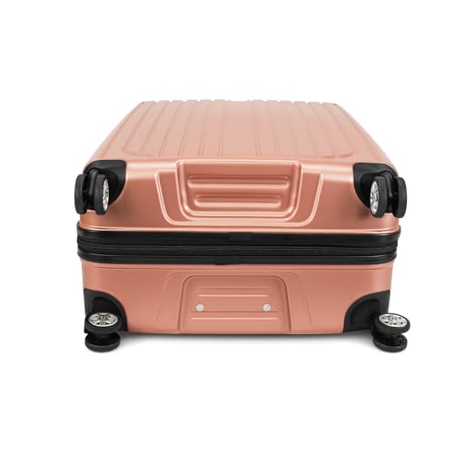 World Traveler Dejuno Beaumont Lightweight Hardside Expandable Spinner Luggage, Rose Gold, Large Checked - color: Rose Gold, size: Large Checked