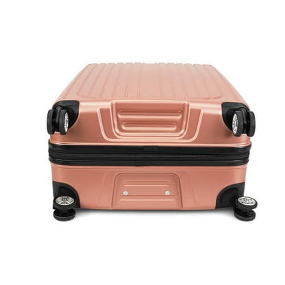 World Traveler Dejuno Beaumont Lightweight Hardside Expandable Spinner Luggage, Rose Gold, Large Checked - color: Rose Gold, size: Large Checked