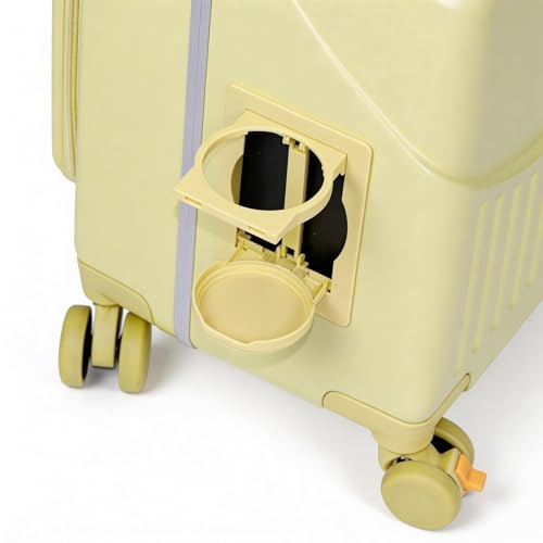 Ride-on Carry-on Suitcase with Foldable Backrest for Kids & Adults,TSA Lock, Cup Holder Versatile Travel Gear for Family(Yellow) - color: Yellow