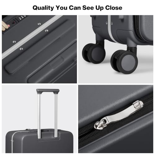 mixi 26 Inch Large Checked Luggage PC Hard Shell Suitcase Top Opening Aluminum Frame Travel Suitcases with Wheels, Rock Gray - color: Rock Gray, size: 26 inch