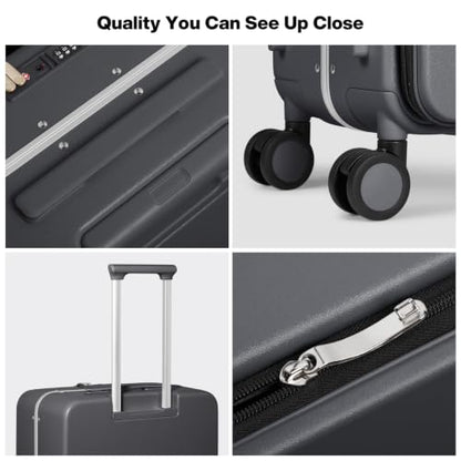 mixi 26 Inch Large Checked Luggage PC Hard Shell Suitcase Top Opening Aluminum Frame Travel Suitcases with Wheels, Rock Gray - color: Rock Gray, size: 26 inch