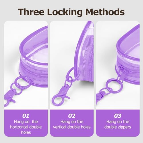Linsaner 2 Pack Transparent Tech Pouch Storage Bags, Pink + Purple - color: A1-Pink + Purple