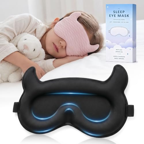 Kids Sleep Mask, 3D Contoured Kids Sleeping Eye Mask for Ages 5-15Y | Adjustable Sleeping Mask Zero Pressure Light Blocking Eyeshade for Boys Girls Teens, Travel, Nap & Bedtime (Pink) - color: Pink