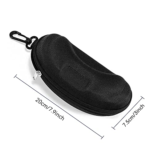Yamrots 3 Pcs Zipper Hard Sunglasses Cases Portable Travel Eyeglasses Cases with Plastic Hook - color: Black