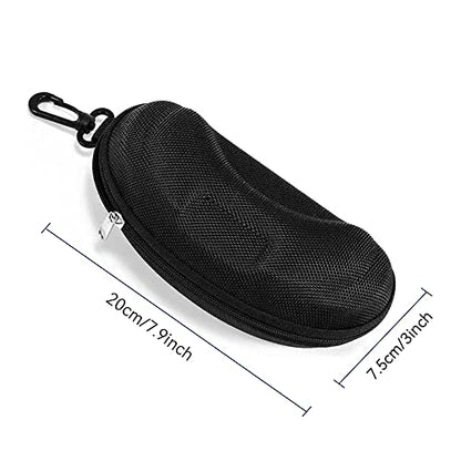 Yamrots 3 Pcs Zipper Hard Sunglasses Cases Portable Travel Eyeglasses Cases with Plastic Hook - color: Black