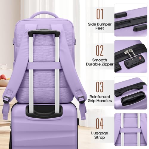 UKEIN Luggage Set with Backpack,Hardshell Carry On Luggage Airline Approved - color: Purple