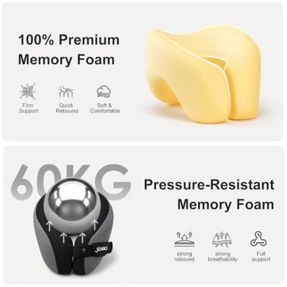 Ergonomic Travel Pillow,100% Memory Foam Travel Neck Pillow for Airplanes