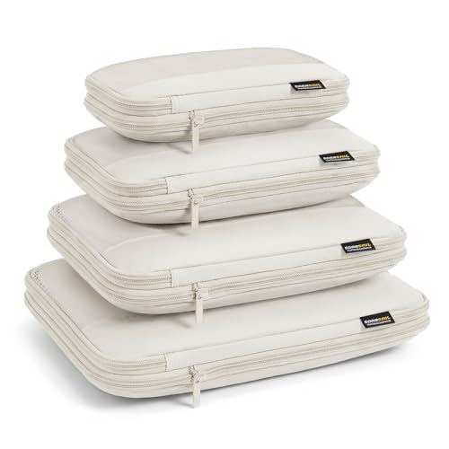 4 Piece Compression Packing Cubes for 3–7 Day Travel, Off White - color: Off White, size: 4 Pack