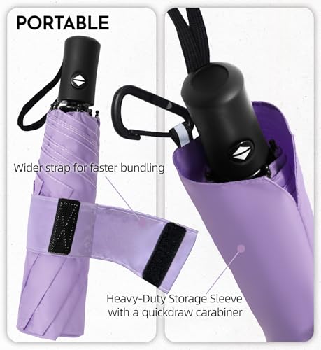 Travel Windproof Umbrella for rain Compact Small Travel size QuickDry - color: 1-Purple
