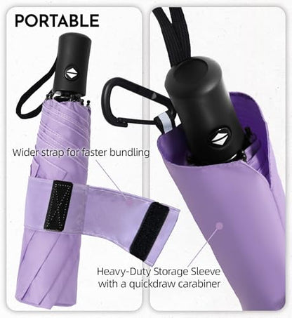 Travel Windproof Umbrella for rain Compact Small Travel size QuickDry - color: 1-Purple