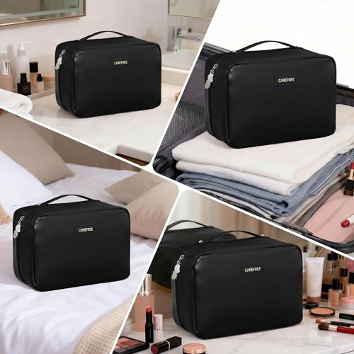 Travel Makeup Bag, Large Capacity Cosmetic Bags for Women - color: Black