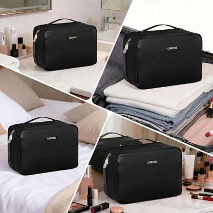 Travel Makeup Bag, Large Capacity Cosmetic Bags for Women - color: Black