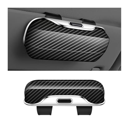 Zipelo 7.09 x 2.56 Inch Car Sun Visor Sunglasses Case, Carbon Fiber - color: Carbon Fiber