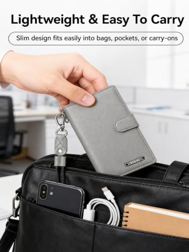 Trackable Passport Holder for Travel, RFID Blocking Wallet, Grey - color: Grey