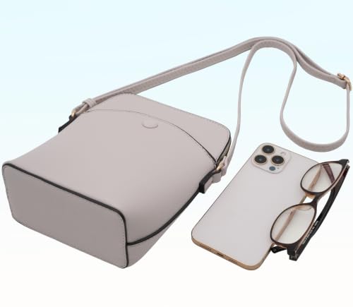 Solene Small Crossbody Bag with Gold Hardware, Mini Shoulder Purse with Adjustable Strap - color: Grey
