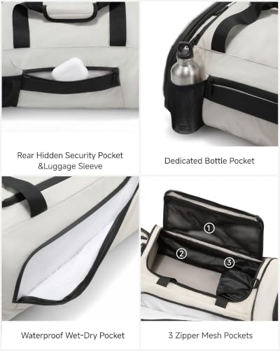 LUGGEX Duffle Backpack with Shoe Compartment, 40L Expandable Gym Travel Bag - color: Ivory