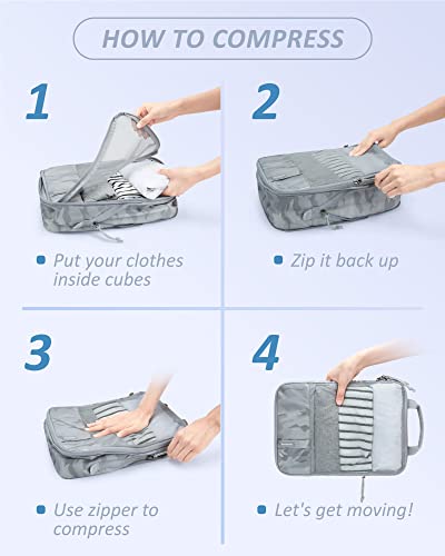 BAGSMART Compression Packing Cubes for Travel Essentials - color: Camouflage Grey, size: Set of 6