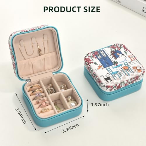 shunmei Mini Travel Jewelry Box, Personalised Pattern, Six Cats - style: Six Cats