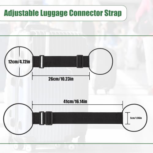 Luggage Connector Straps for Suitcases Adjustable Luggage Straps Black 2pc