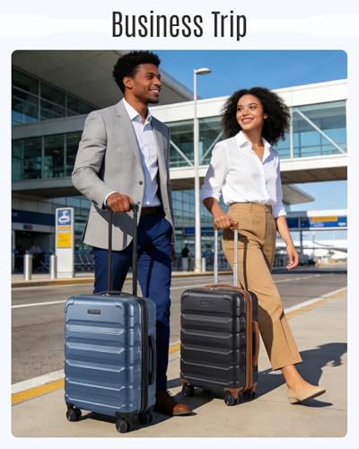 LIGHT FLIGHT Carry On Luggage 22x14x9 Airline Approved Suitcase,Gray - color: Gray