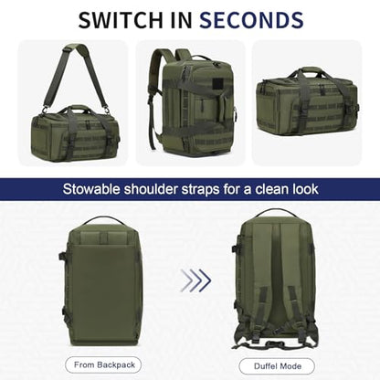Convertible Duffel Backpack 38L 3 in 1 Insulated Bottom Green - color: Green, size: 38L