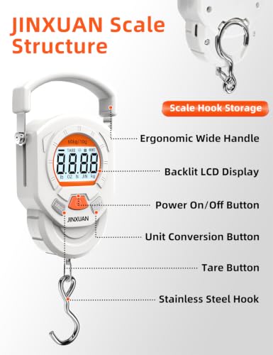 Fishing Scale 132lb/60kg Luggage Scale Digital Fish Scale with Backlit LCD Display, Fish Weight Scale Luggage Weight Scale Hanging Scale with 4 Units USB Cord, Fishing Accessories Fishing Gift - style: USB Rechargeable