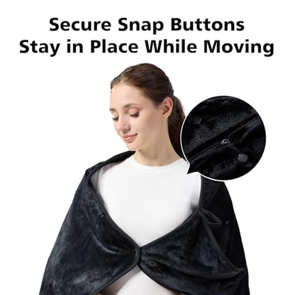 Packable Travel Throw Blanket, Black - color: Black