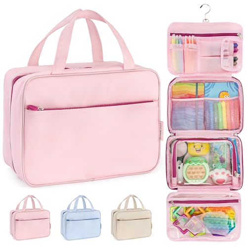 Mothercould Large Kids Travel Organizer, Hanging Bag With Hook, Pink - color: Pink, size: Large