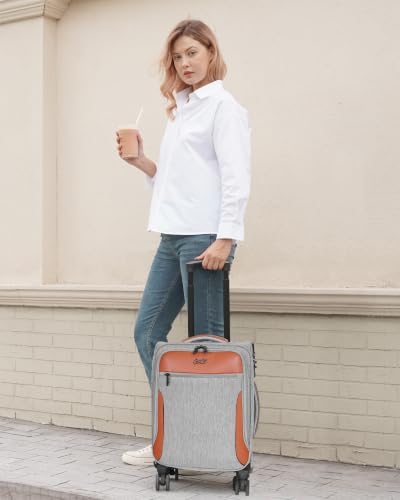 Carry On Luggage 22x14x9 Airline Approved, 20" Softside Suitcase for Travel - color: Grey, size: 20 inch