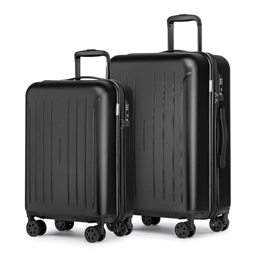KYME Luggage Sets 2 Piece Hardshell Suitcase with TSA Lock, Black, 20"/24" - color: Black, size: 2Pcs Set(20"/24")