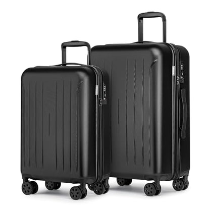 KYME Luggage Sets 2 Piece Hardshell Suitcase with TSA Lock, Black, 20"/24" - color: Black, size: 2Pcs Set(20"/24")