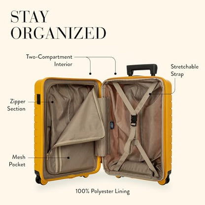 Bric's B|Y Ulisse Carry-On Luggage with Spinner Wheels – Airline Approved Hard Shell Suitcase, TSA Combination Lock & USB Port - Removeable Wash Bag Included - 21 Inch with Front Pocket, Mango - color: Mango, size: Carry-on with front pocket