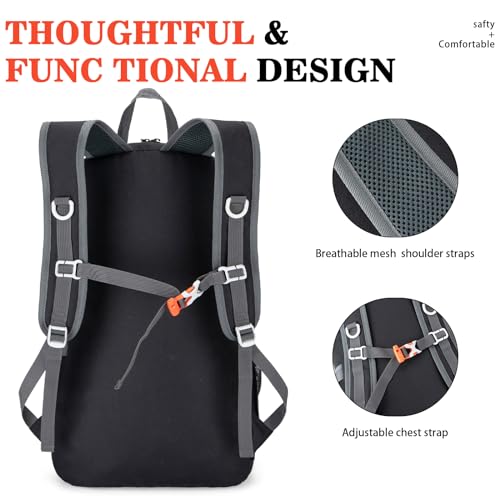 BAGPARKK 35L Ultra Lightweight Foldable Packable Hiking Backpack - color: Black（35l）