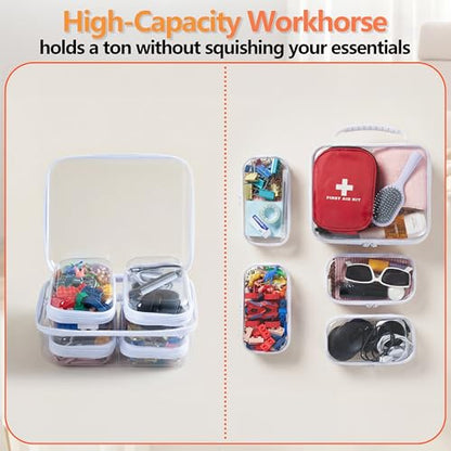 Travel Essentials for Toiletries,Clear Hard Shell Zipper Case (Handle L+4S) - size: Handle L+4S