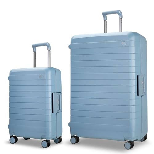 Luggage Sets 2 Piece, 20/28 Inch Hardside Zipperless Durable Suitcases with Spinner Wheels & TSA Lock, Blue - color: Blue
