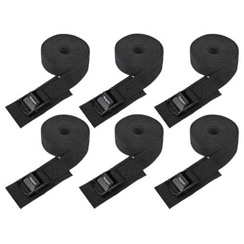 Ayaport Lashing Strap Tie Down Straps with Adjustable Cam Buckle Nylon Cinch Strap for Packing Cargo, Bike, Luggage Black 6 Pcs (Black, 1'' x 12') - size: 1" x 12'