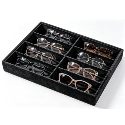 Velvet Sunglass Tray, Suitable For Dresser And Drawer, Black - color: Black