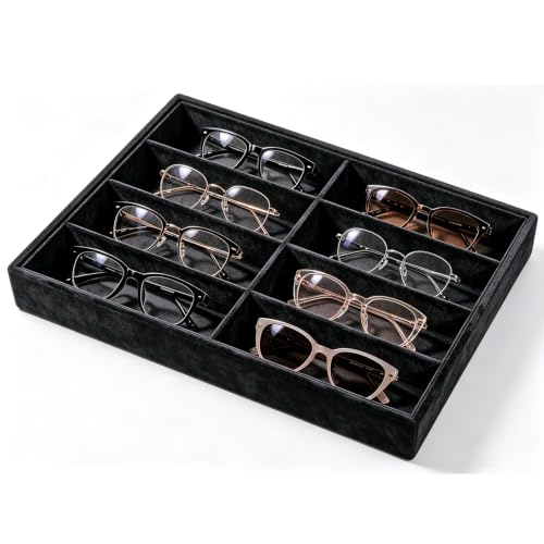 Velvet Sunglass Tray, Suitable For Dresser And Drawer, Black - color: Black
