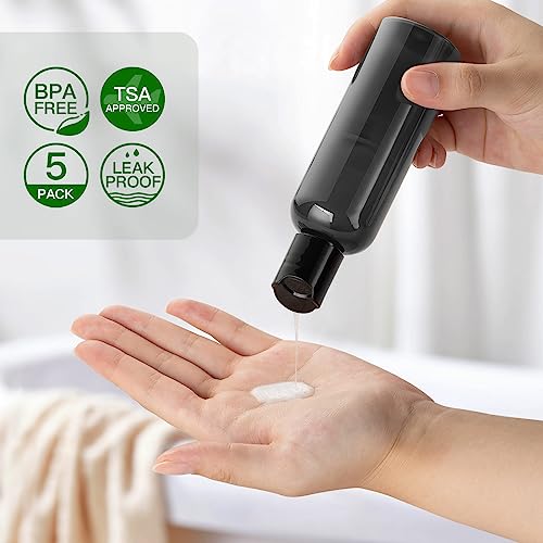 Travel Bottles for Toiletries, 3.4 oz Travel Size Containers, 5pcs, Black - color: Black