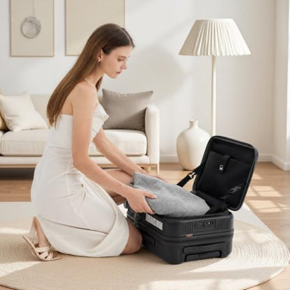 20" Carry On Luggage, Small Top Opening Suitcase, Black - color: Black