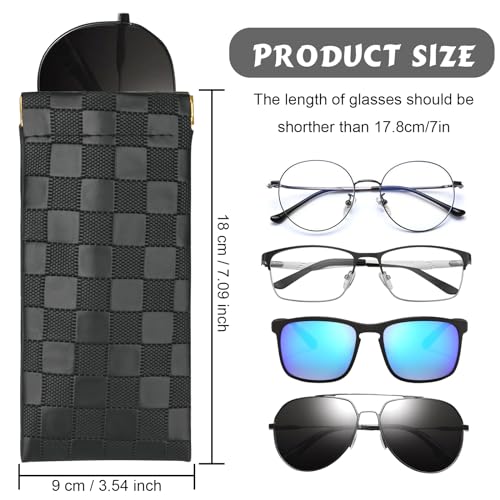 Sightor Sunglasses Case 2 Pcs Soft Eyeglass Cases Checkered Glasses Pouch - color: Black, White