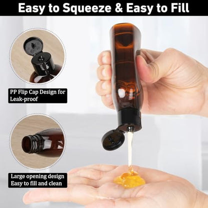 Travel Shampoo Bottles for Toiletries 10 PCS 3.4oz Travel Containers - color: C-Amber