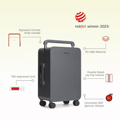 TUPLUS Balance 20" Wide Handle Suitcase Hardside Zipperless Luggage Grey | ABS PC Material,Dual Flat Design,Waterproof Laundry Bag,Silent Spinner Wheels,TSA Combination Lock,Weekend Trips - color: Stone Grey, size: Carry-On 20''