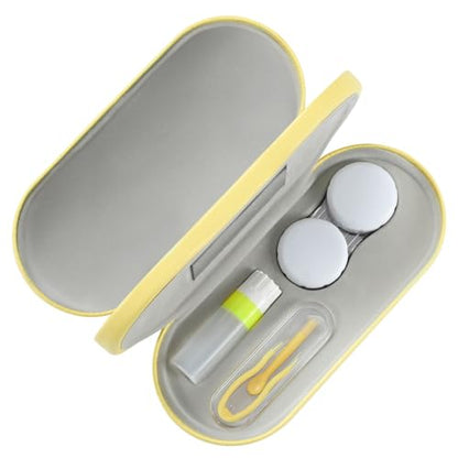 MoKo Double Eyeglass Case,Glasses and contact case 2 in 1 with Mirror - color: Yellow