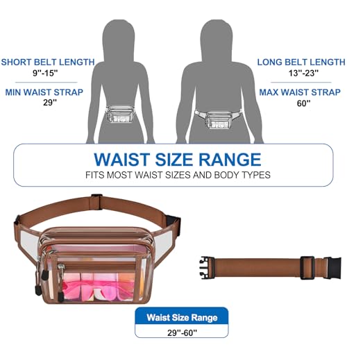 USPECLARE Clear Fanny Pack Stadium Approved Large Multi-Purpose Waist Bag - color: Coffee-Brown, style: 1-pack-pvc