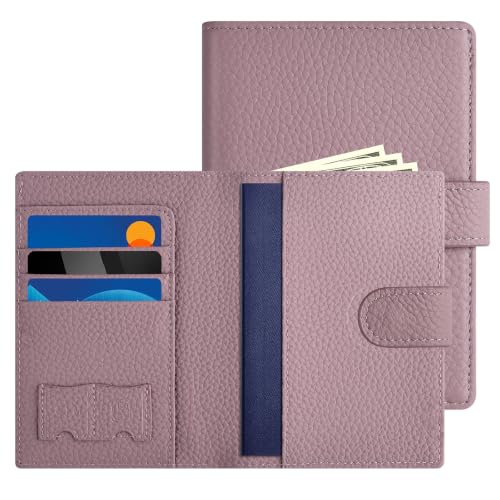 Likesing RFID Blocking Passport Holder, Leather Travel Wallet Womens(Pink) - color: Bean Pink