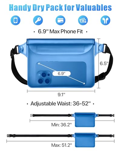 F-color Waterproof Fanny Pack - Waterproof Pouch, Beach Cruise Essentials - color: 2 Pack,Black+Blue