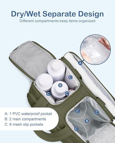 TOPDesign Travel Toiletry Bag, Puffer Makeup Organizer with Compartments - color: Dark Green